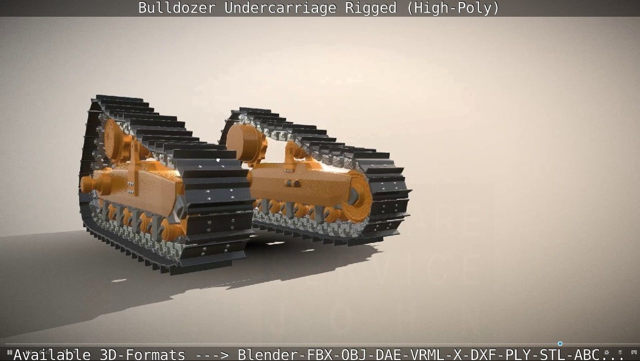 Bulldozer Undercarriage Rigged and Animated High-Poly Version 3D model_17