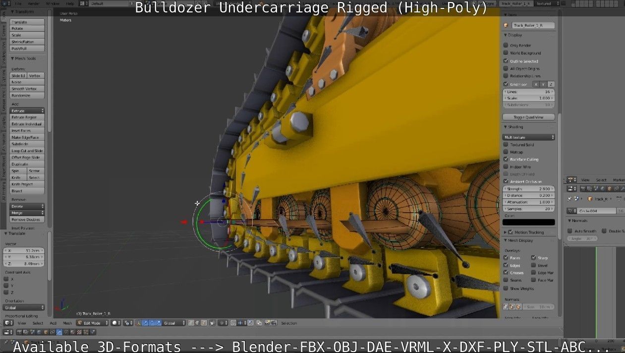 Bulldozer Undercarriage Rigged and Animated High-Poly Version 3D model_82