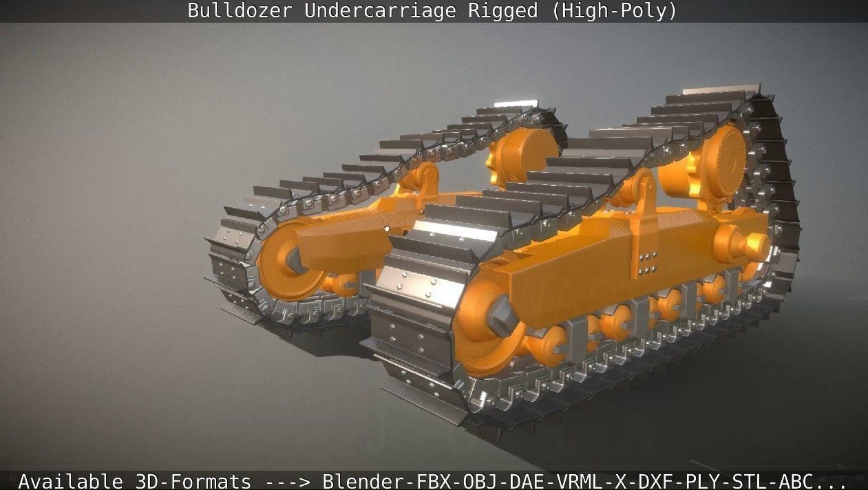 Bulldozer Undercarriage Rigged and Animated High-Poly Version 3D model_95
