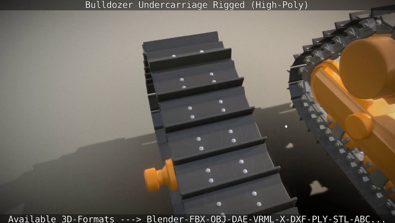 Bulldozer Undercarriage Rigged and Animated High-Poly Version 3D model_19