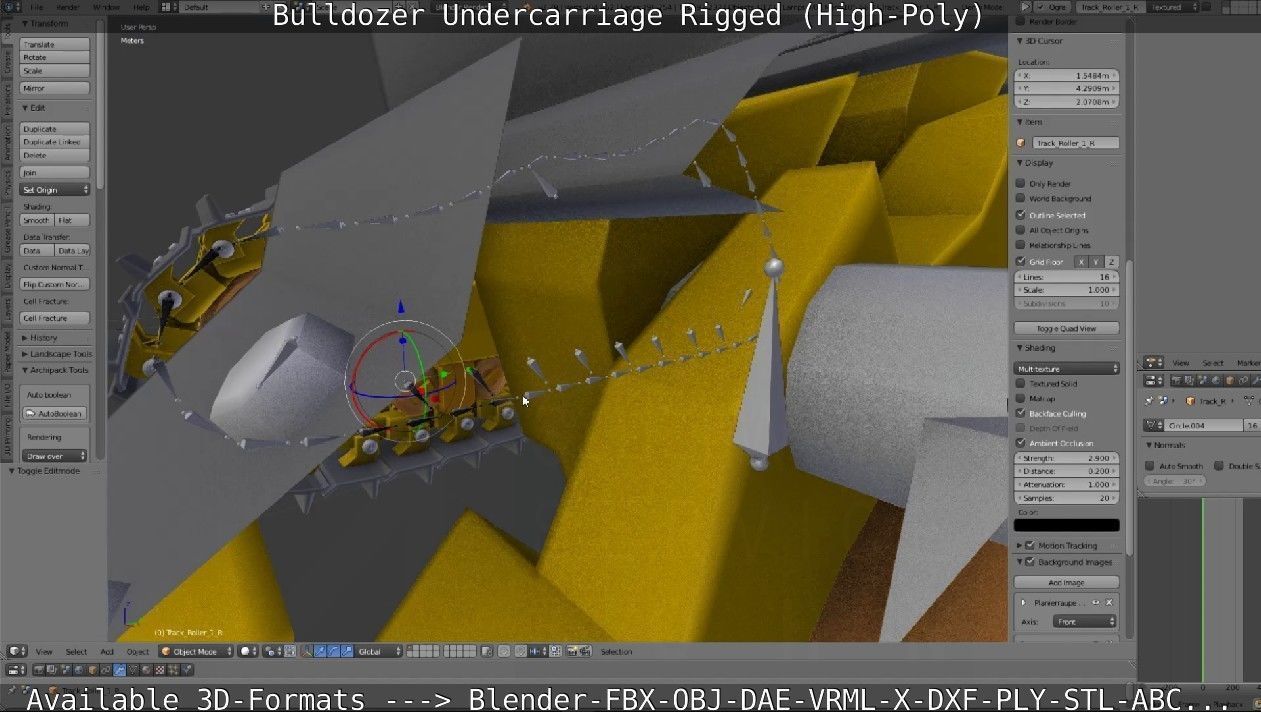 Bulldozer Undercarriage Rigged and Animated High-Poly Version 3D model_83
