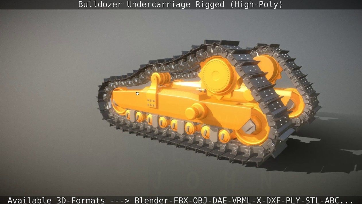 Bulldozer Undercarriage Rigged and Animated High-Poly Version 3D model_98