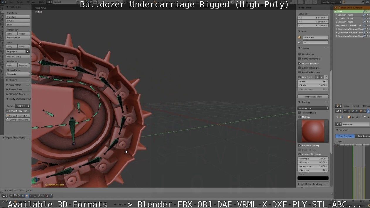 Bulldozer Undercarriage Rigged and Animated High-Poly Version 3D model_60