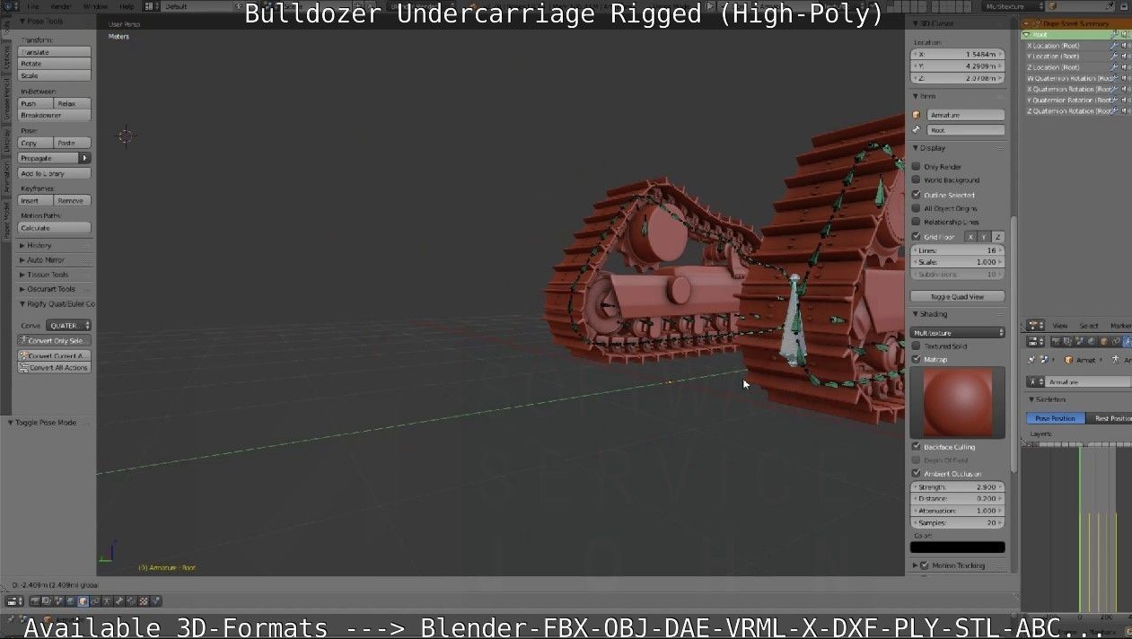 Bulldozer Undercarriage Rigged and Animated High-Poly Version 3D model_62