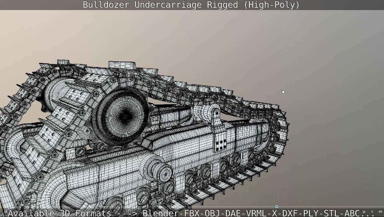 Bulldozer Undercarriage Rigged and Animated High-Poly Version 3D model_42