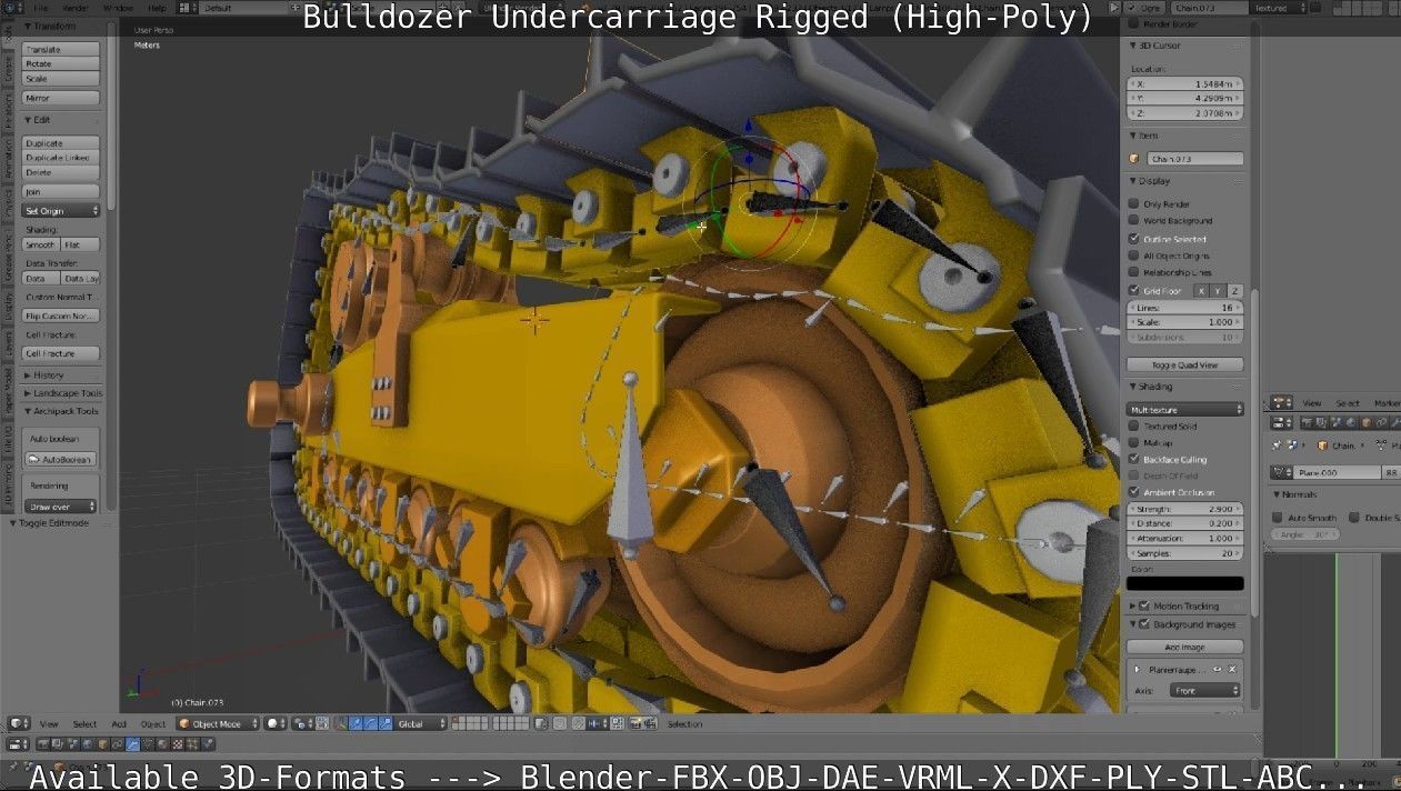 Bulldozer Undercarriage Rigged and Animated High-Poly Version 3D model_76