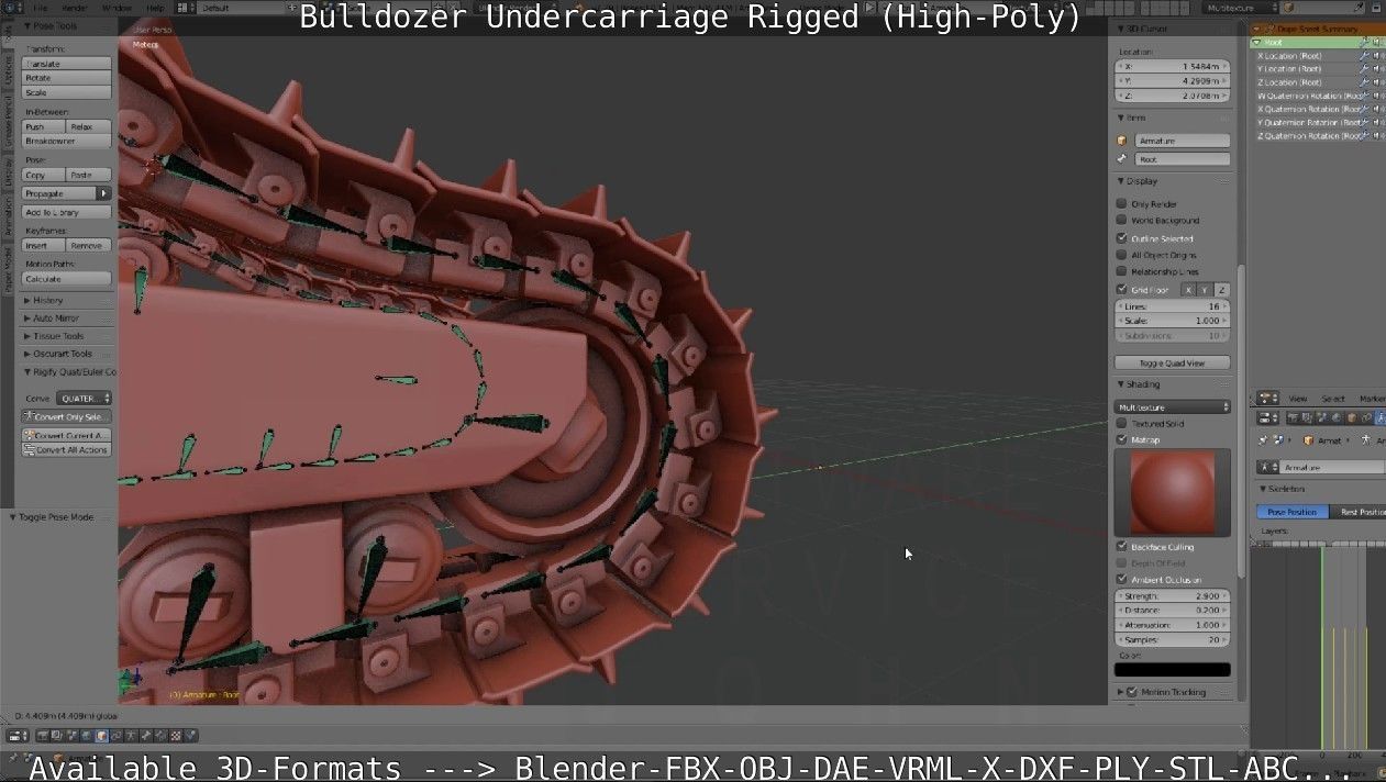Bulldozer Undercarriage Rigged and Animated High-Poly Version 3D model_61
