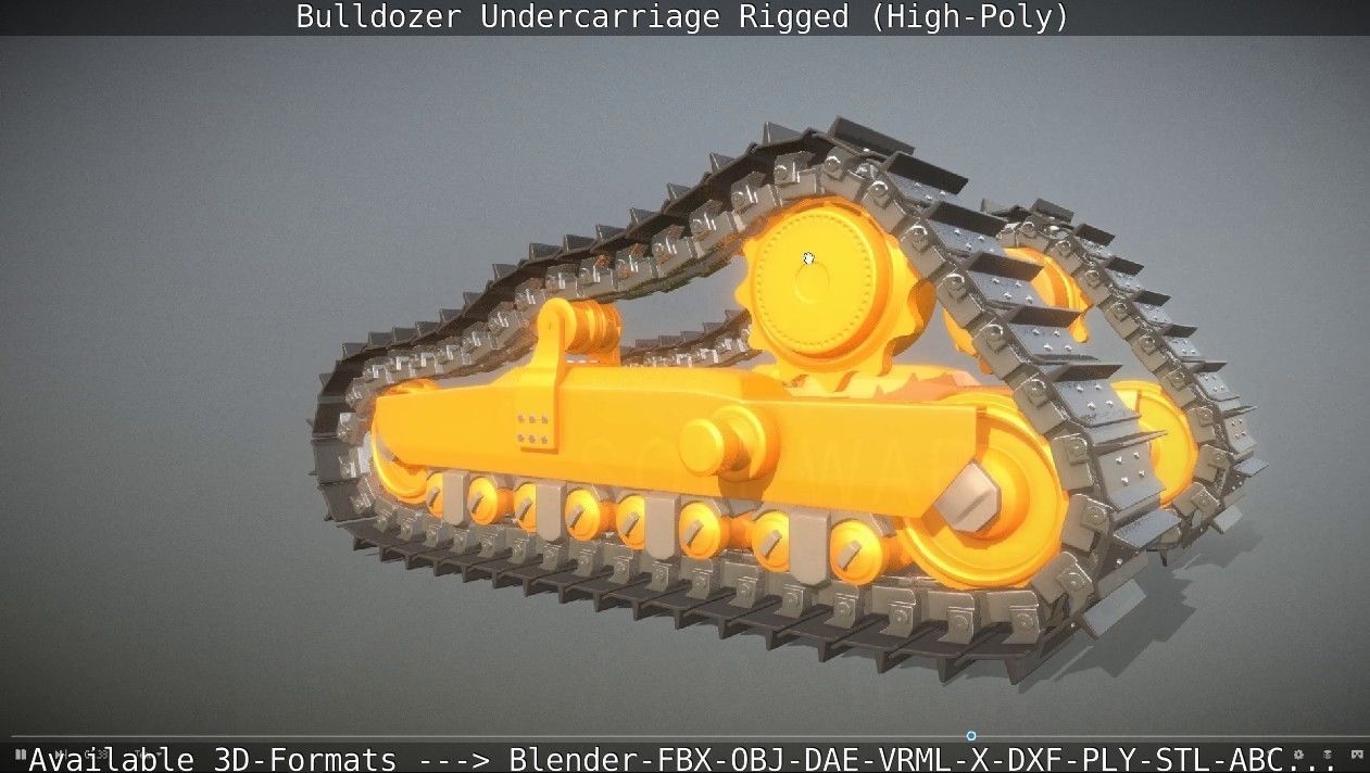 Bulldozer Undercarriage Rigged and Animated High-Poly Version 3D model_28