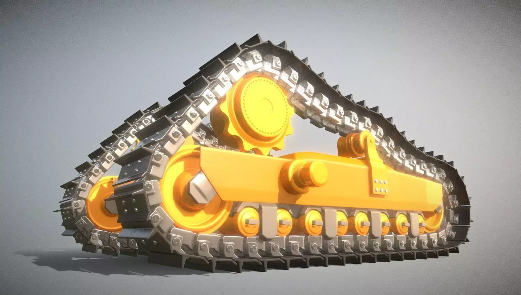 Bulldozer Undercarriage Rigged and Animated High-Poly Version 3D model_0