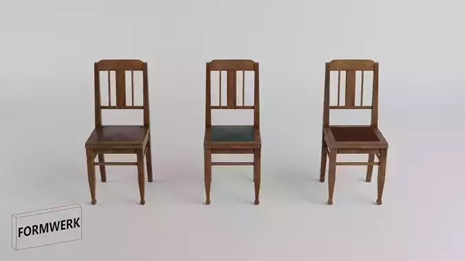3D Model historic low Poly chair 01