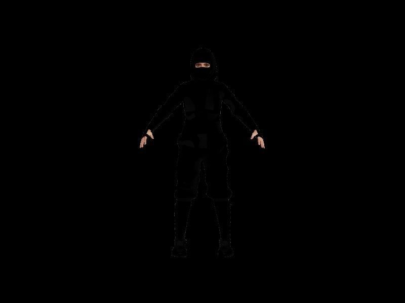 Ninja female character Low-poly 3D model_2