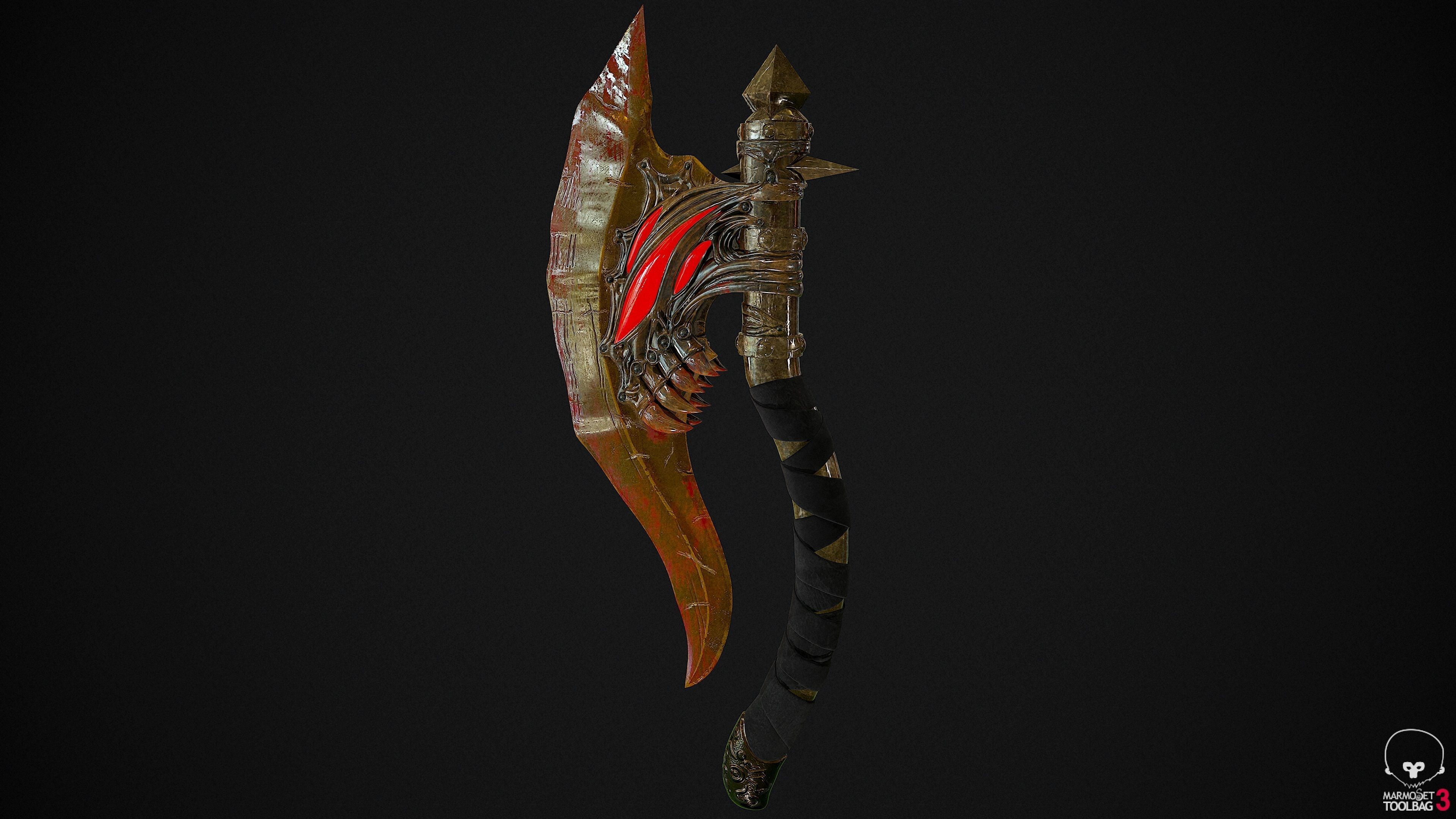 Demons Eye Axe Low-poly 3D model_10