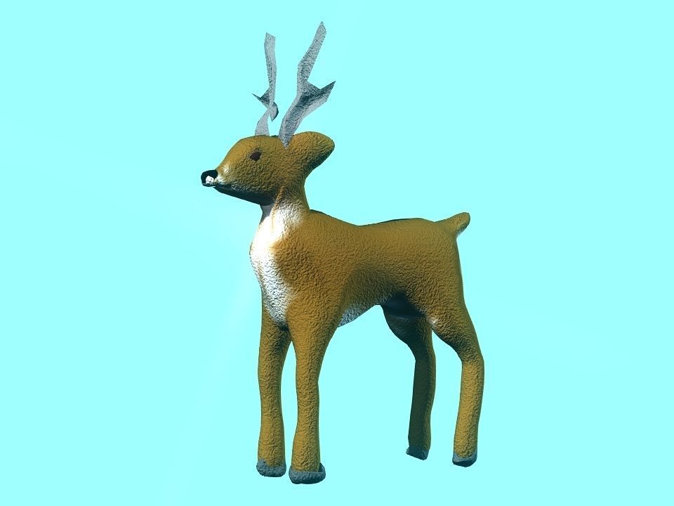 Toy fluffy dear Low-poly 3D model_2
