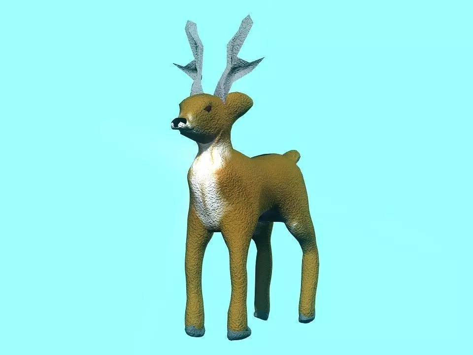 Toy fluffy dear Low-poly 3D model_0