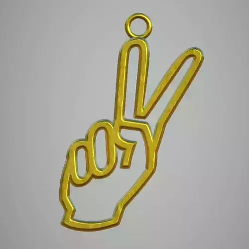 Pendant gold hand with peace sign