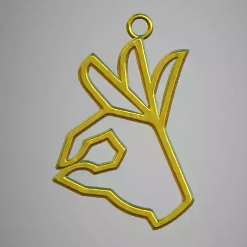 Pendant metal charm with leaf in shape of hand