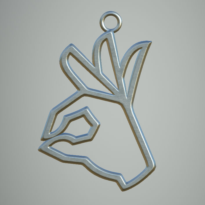 Pendant metal charm with leaf in shape of hand 3D print model_1