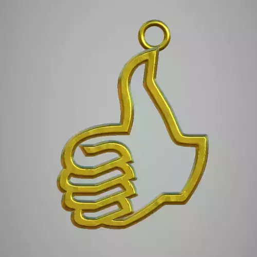 Pendant gold thumbs up sign 3D print model