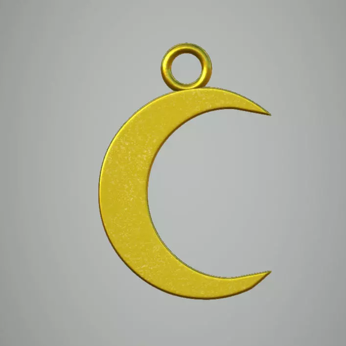 Pendant golden crescent Free 3D print model