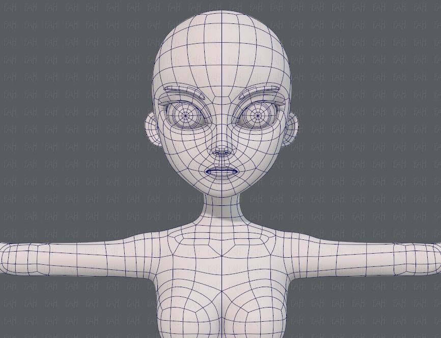 Base mesh woman 18 Low-poly 3D model_25