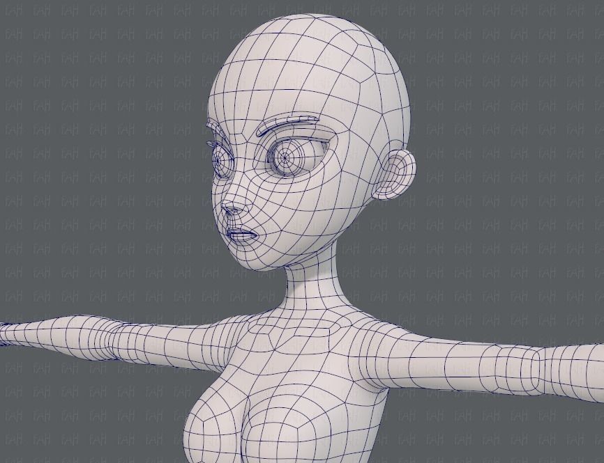 Base mesh woman 18 Low-poly 3D model_32