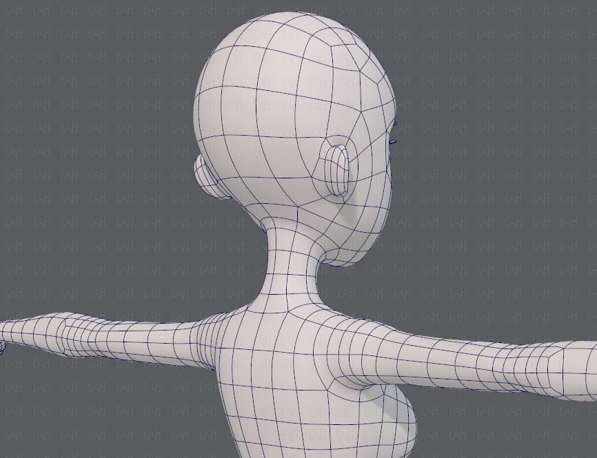 Base mesh woman 18 Low-poly 3D model_28