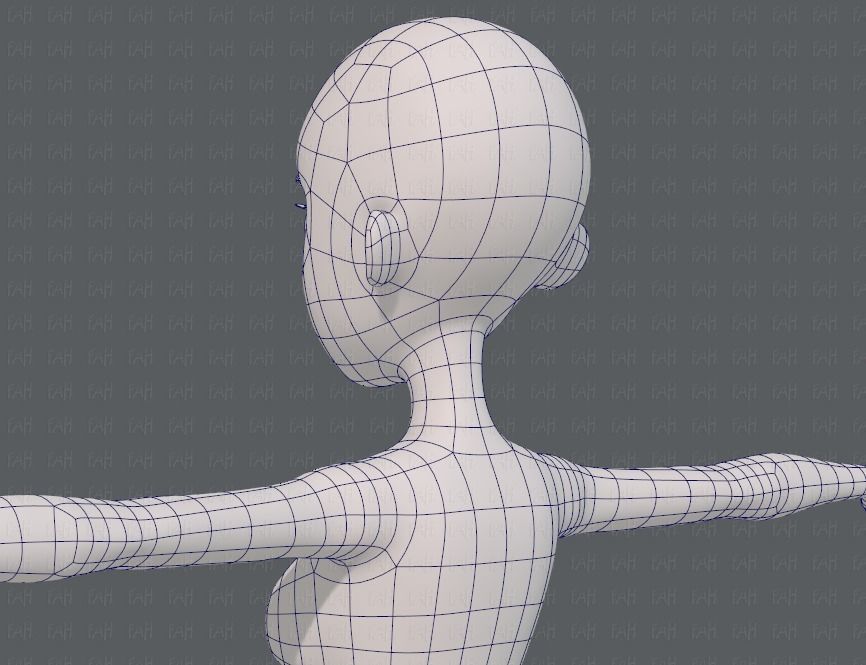 Base mesh woman 18 Low-poly 3D model_30