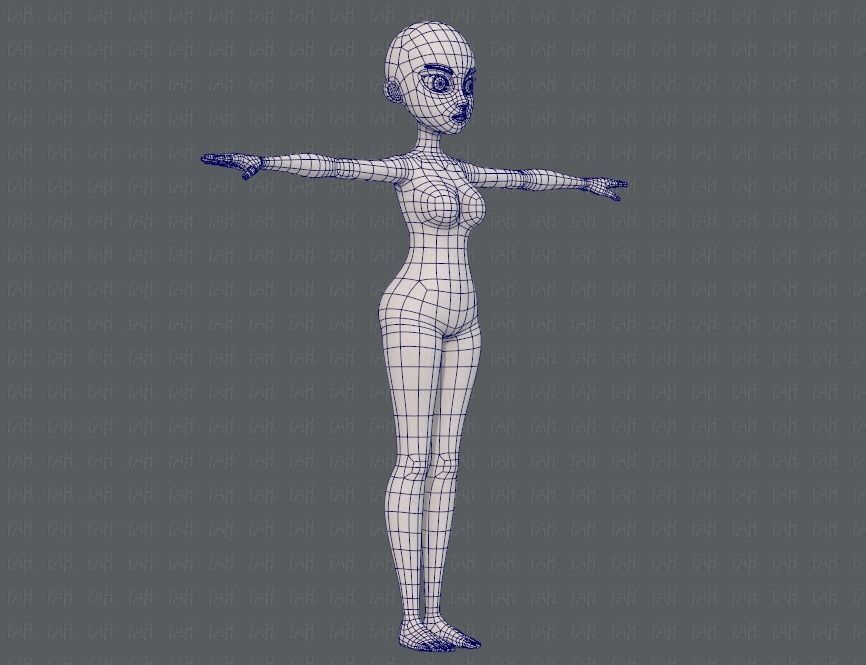 Base mesh woman 18 Low-poly 3D model_10