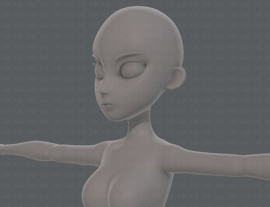 Base mesh woman 18 Low-poly 3D model_24