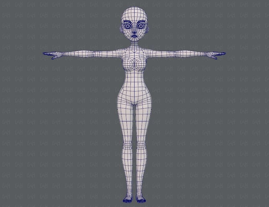 Base mesh woman 18 Low-poly 3D model_9