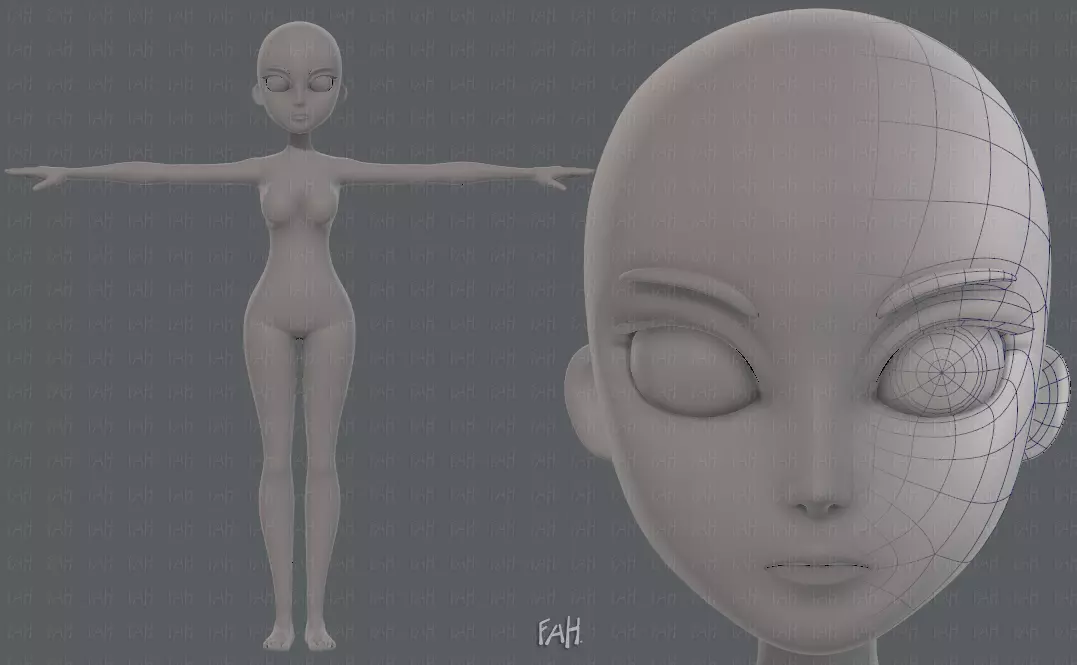 Base mesh woman 18 Low-poly 3D model_0