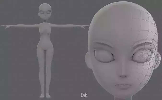Base mesh woman 18 Low-poly 3D model