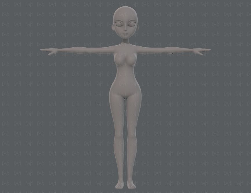 Base mesh woman 18 Low-poly 3D model_1