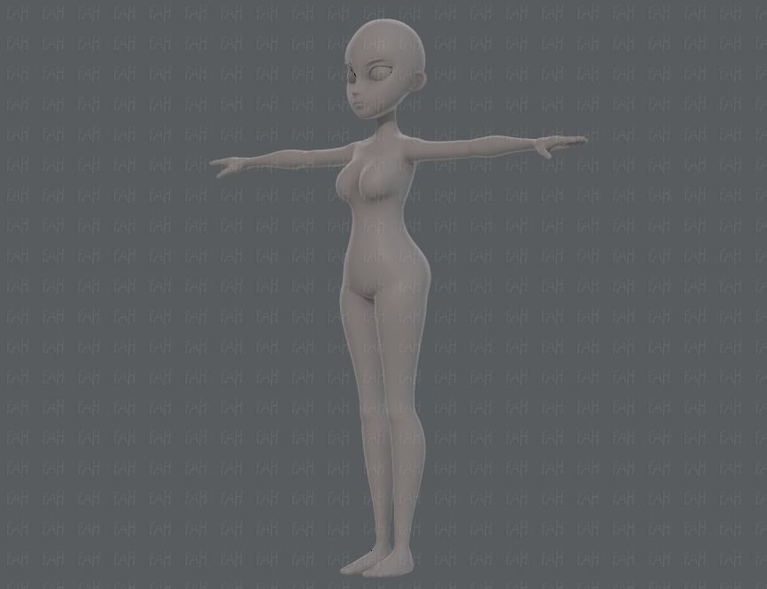 Base mesh woman 18 Low-poly 3D model_8