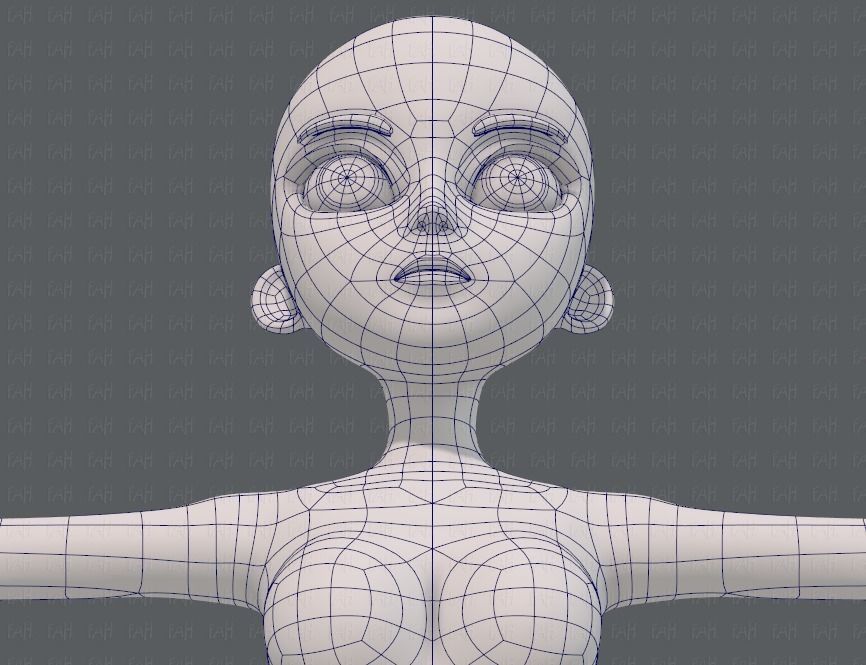 Base mesh woman 18 Low-poly 3D model_44