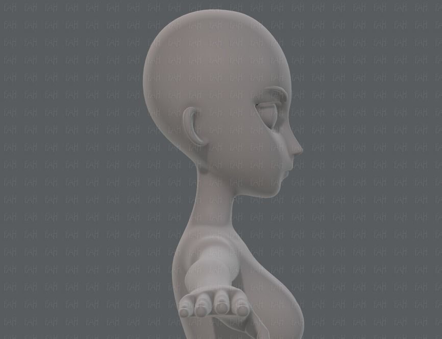 Base mesh woman 18 Low-poly 3D model_19