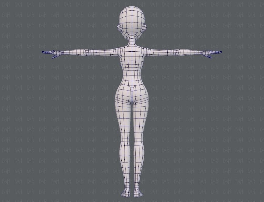 Base mesh woman 18 Low-poly 3D model_13