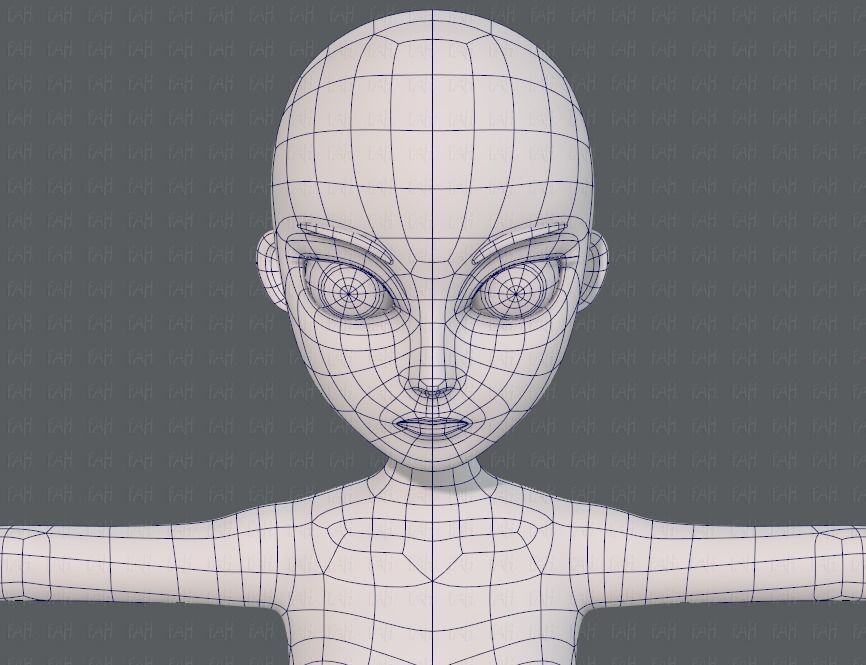 Base mesh woman 18 Low-poly 3D model_42
