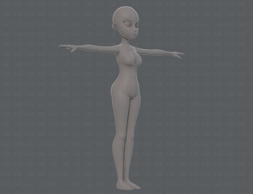 Base mesh woman 18 Low-poly 3D model_2