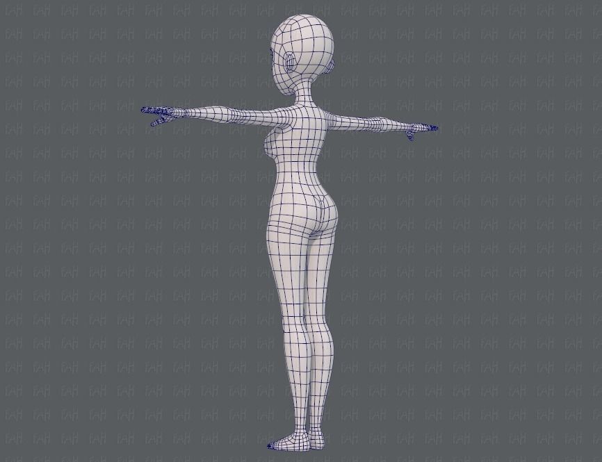 Base mesh woman 18 Low-poly 3D model_14
