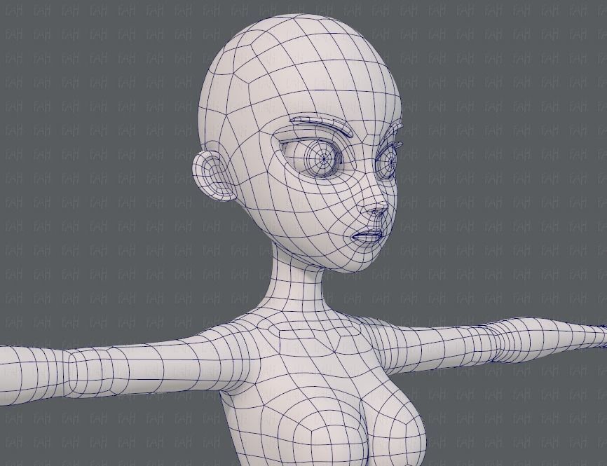 Base mesh woman 18 Low-poly 3D model_26