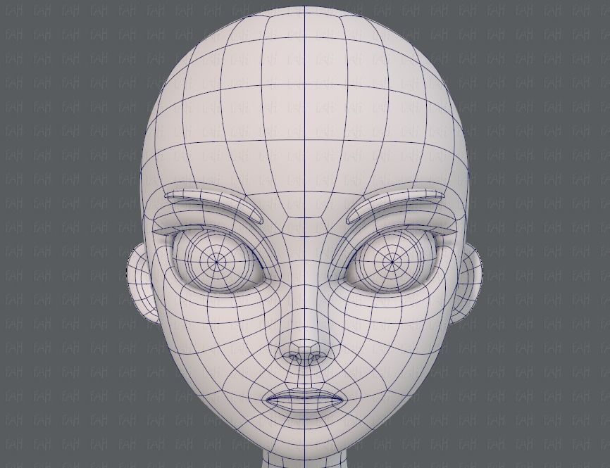 Base mesh woman 18 Low-poly 3D model_34