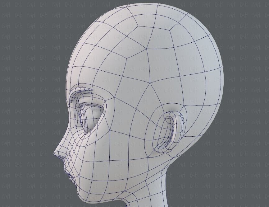 Base mesh woman 18 Low-poly 3D model_40