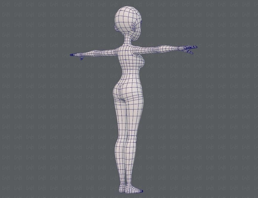 Base mesh woman 18 Low-poly 3D model_12