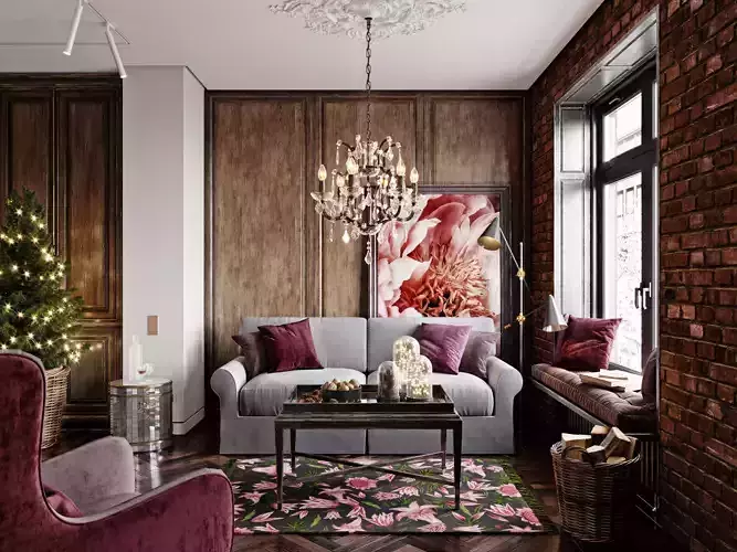 3D interior scene model full 3D model