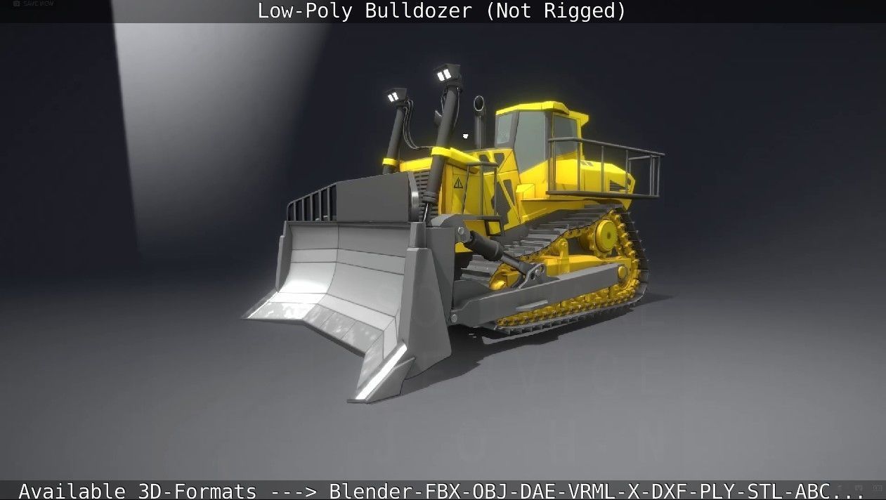 Low-Poly Bulldozer - Not Rigged Low-poly 3D model_73