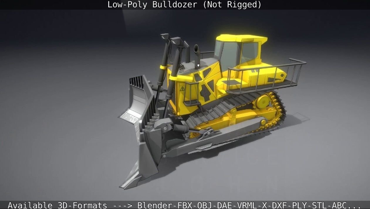Low-Poly Bulldozer - Not Rigged Low-poly 3D model_85