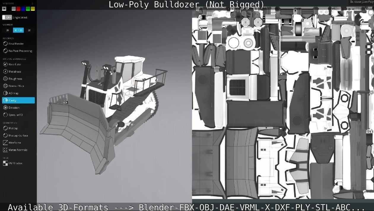 Low-Poly Bulldozer - Not Rigged Low-poly 3D model_77