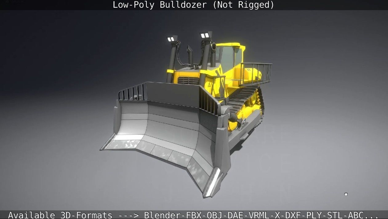 Low-Poly Bulldozer - Not Rigged Low-poly 3D model_7