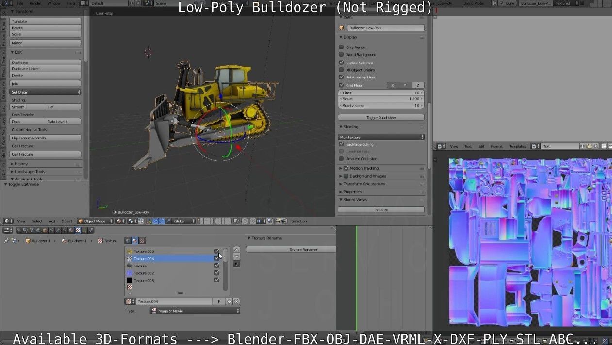 Low-Poly Bulldozer - Not Rigged Low-poly 3D model_29